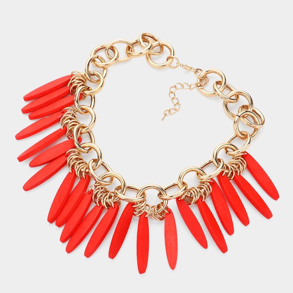 Anthropologie Cayenne Couture Boho Wood Bead Statement Necklace NEW $69 - Picture 2 of 2